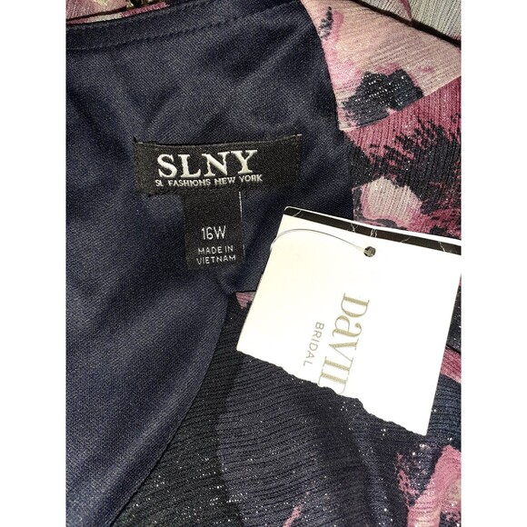 NEW SLNY Plus Size 16W Maxi Dress Blue Purple Floral Sparkles Sleeveless Pockets - Picture 7 of 7